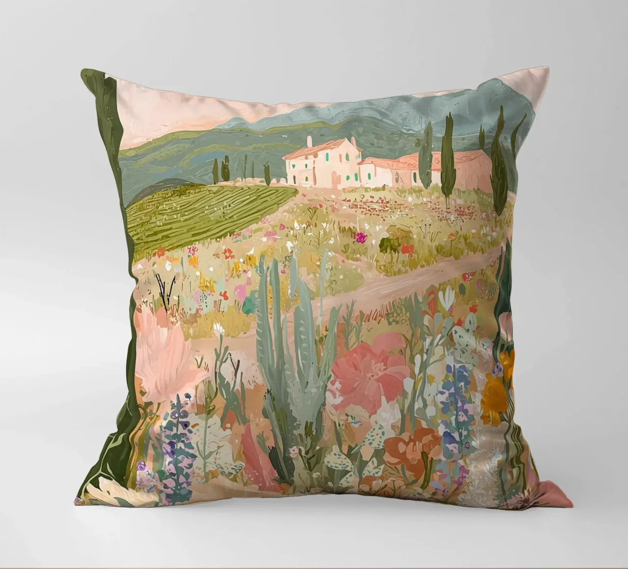 Abstract Floral Wilderness Print, Flower Landscape Art decorative cushion by ArtHaus