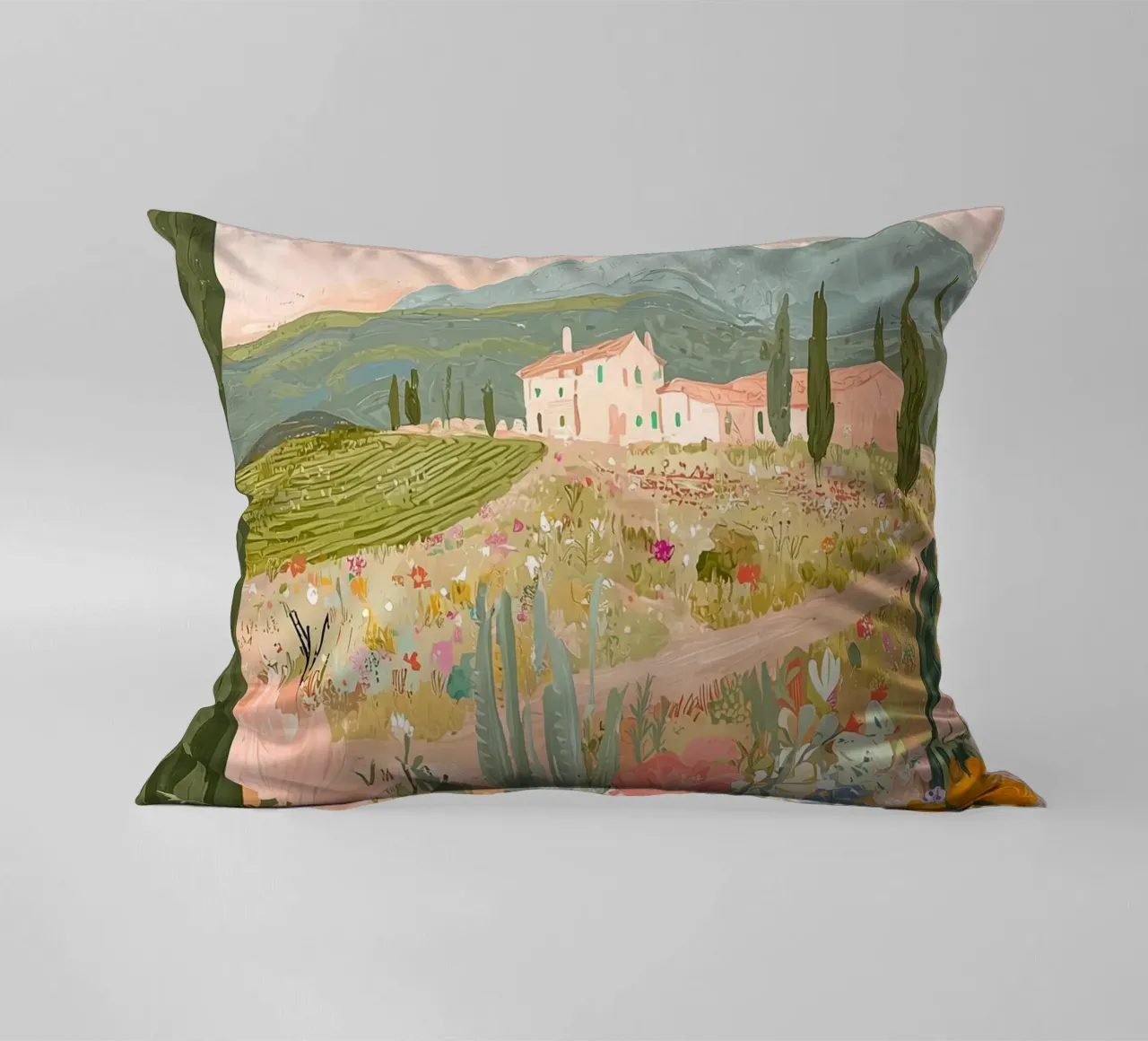 Abstract Floral Wilderness Print, Flower Landscape Art decorative cushion by ArtHaus