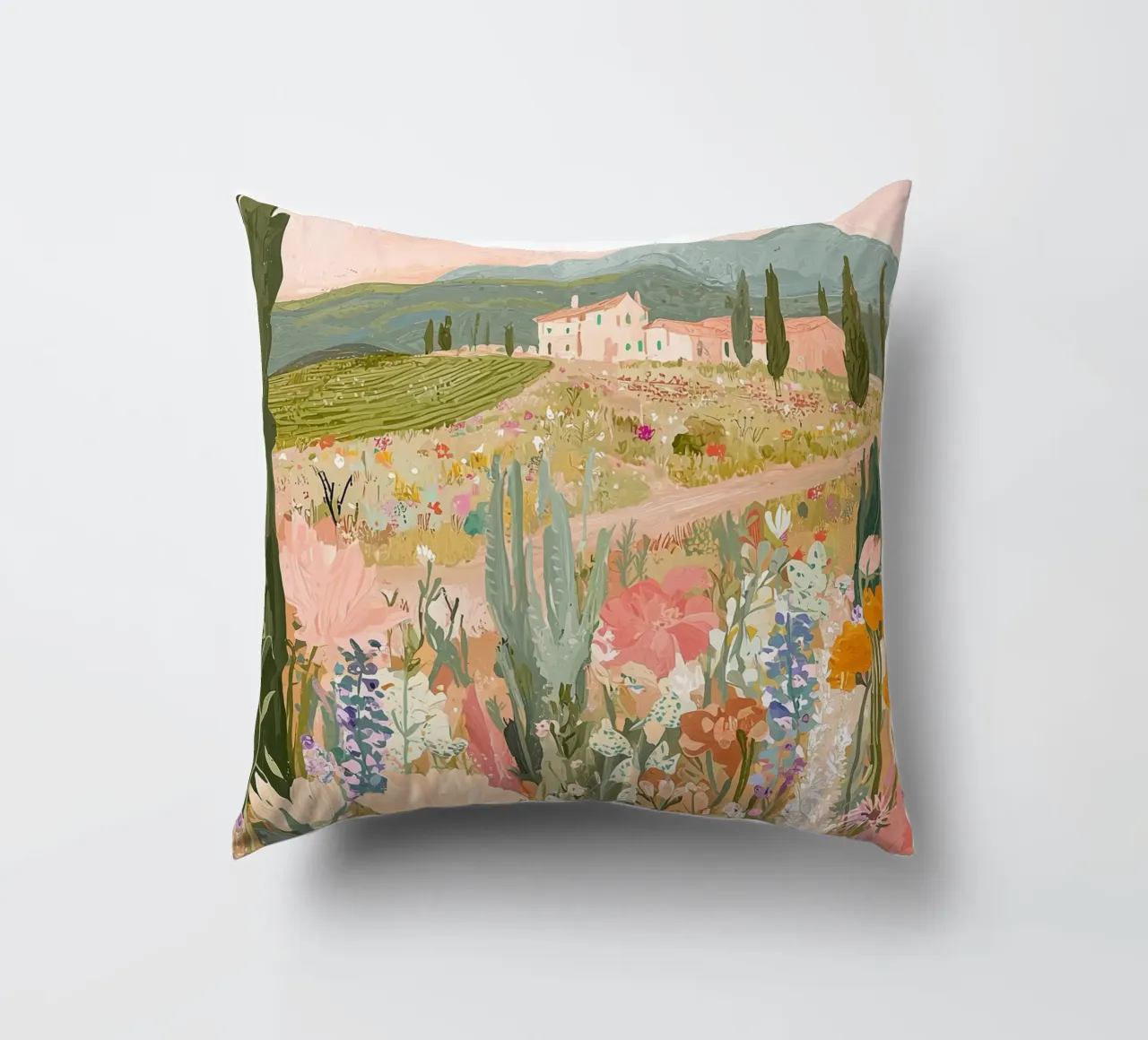 Abstract Floral Wilderness Print, Flower Landscape Art decorative cushion by ArtHaus