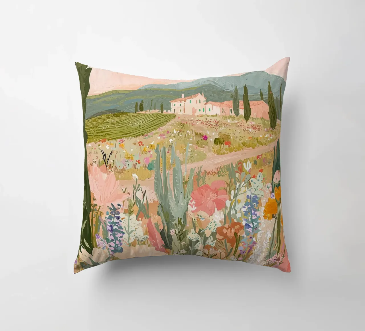 Abstract Floral Wilderness Print, Flower Landscape Art decorative cushion by ArtHaus