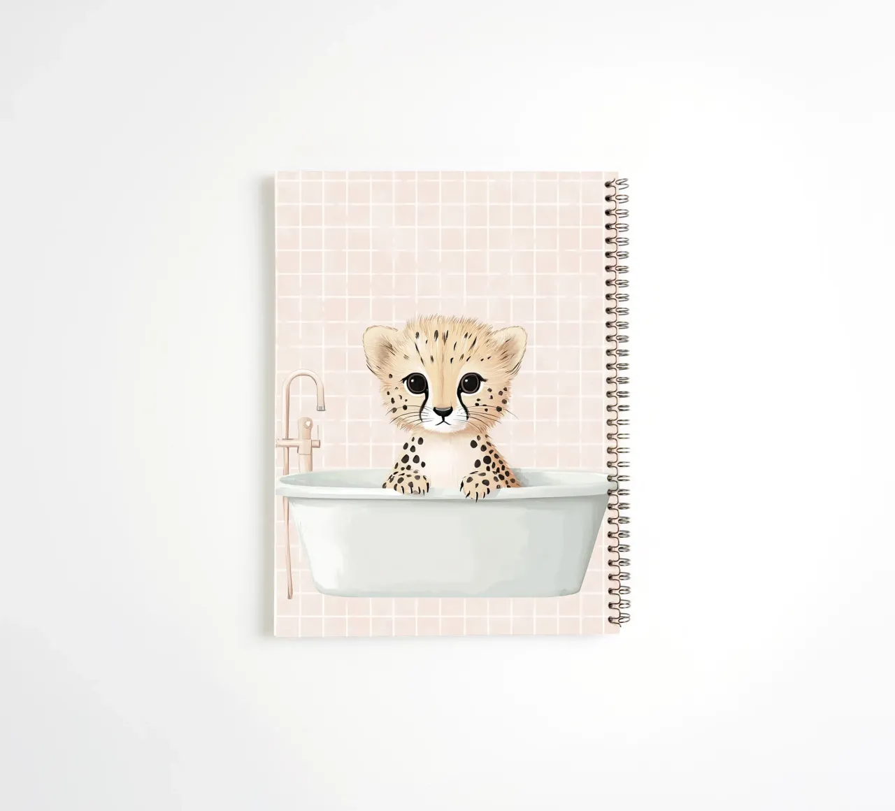 Leeuwenwelpje in bad, schattige kinderkunst, dierenkinderkamer notitieboek met spiraal van Little Lola