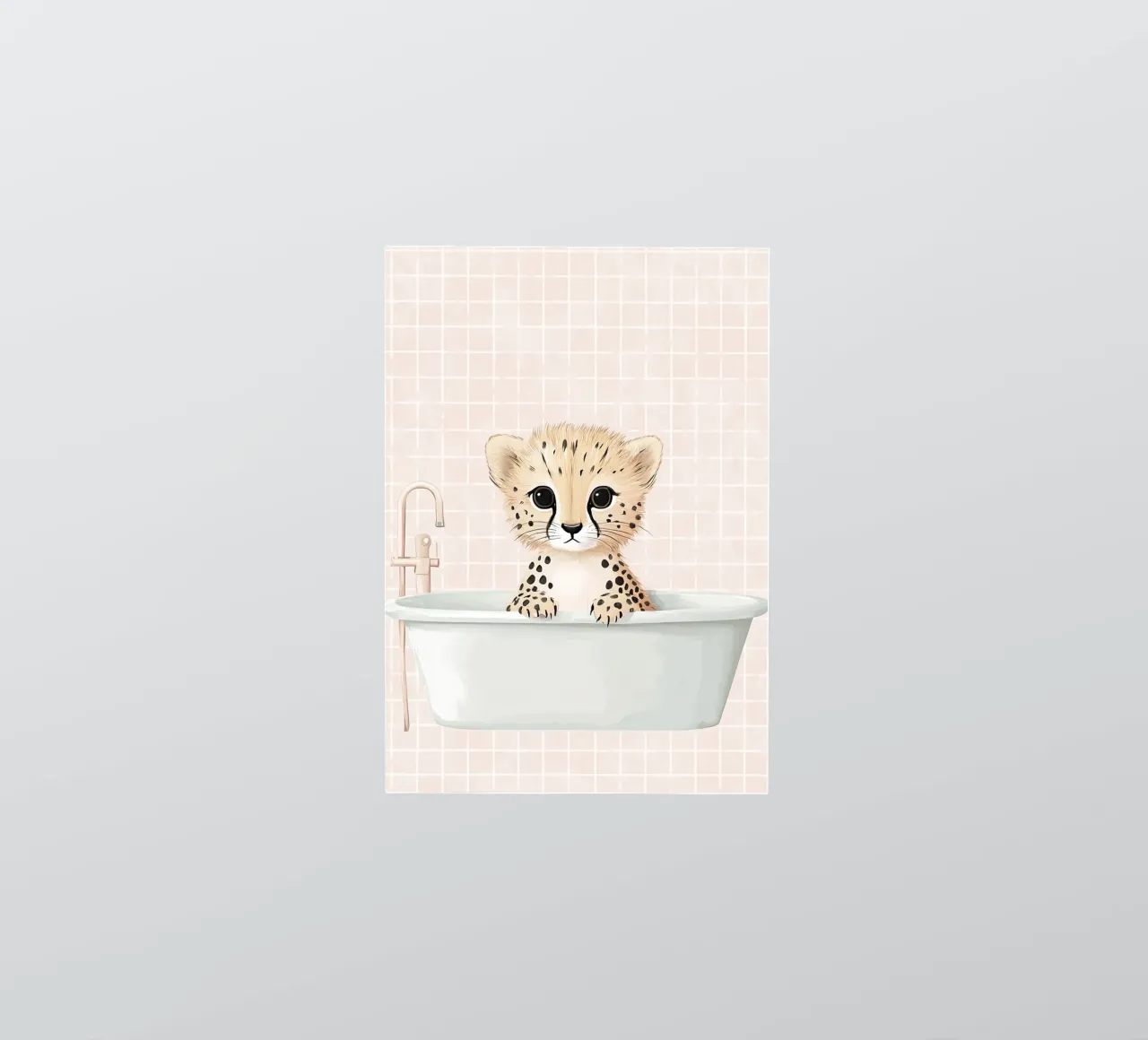 Leeuwenwelpje in bad, schattige kinderkunst, dierenkinderkamer sticker van Little Lola