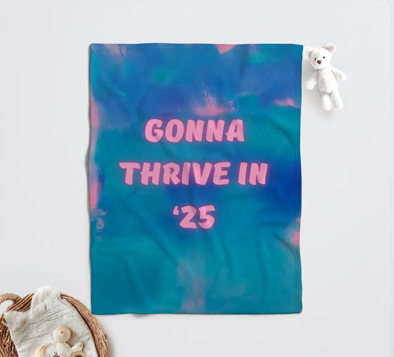 "Gonna Thrive in ’25" Colorful Abstract Print fleece blanket by FABOArt