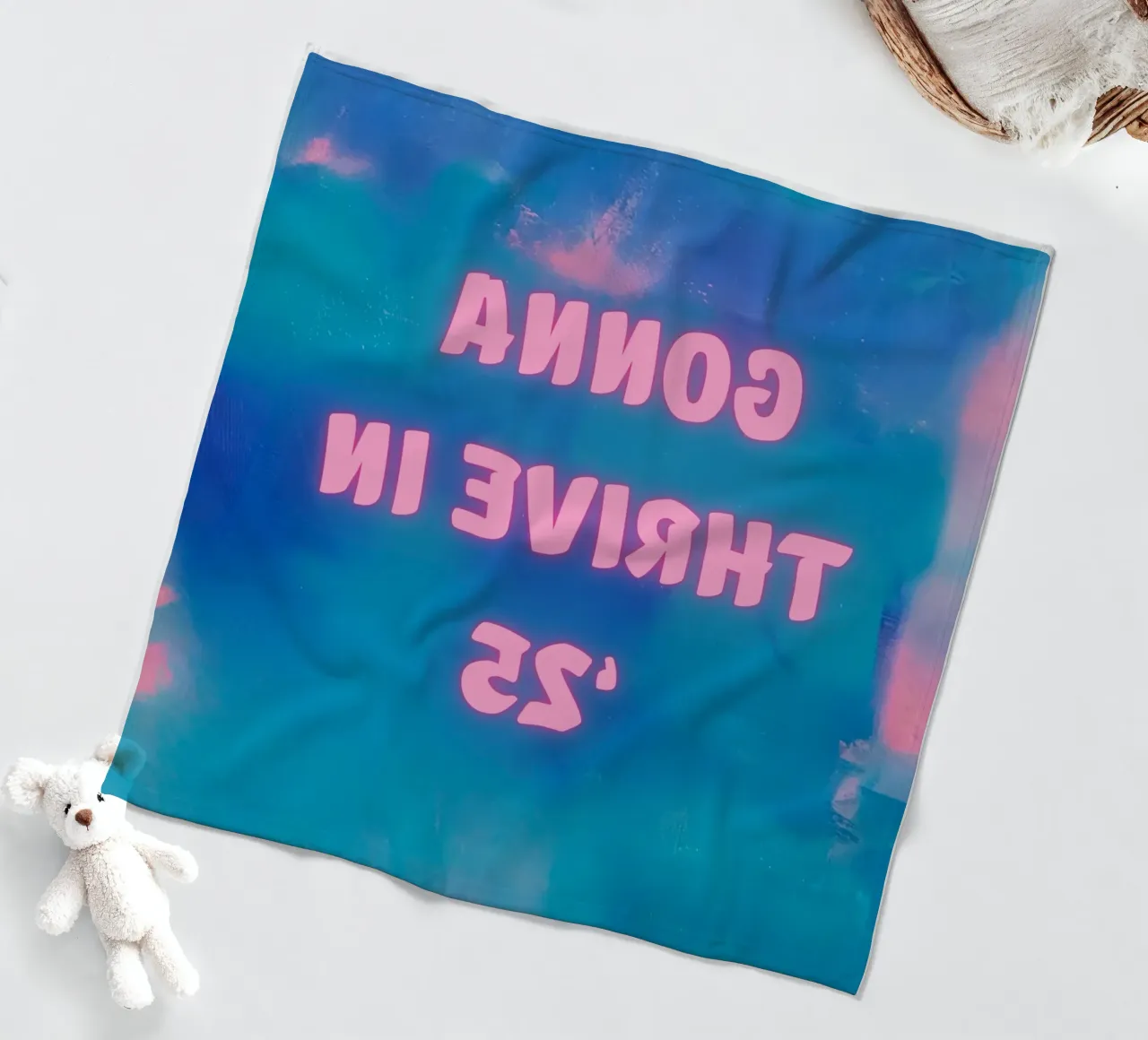 "Gonna Thrive in ’25" Colorful Abstract Print fleece blanket by FABOArt