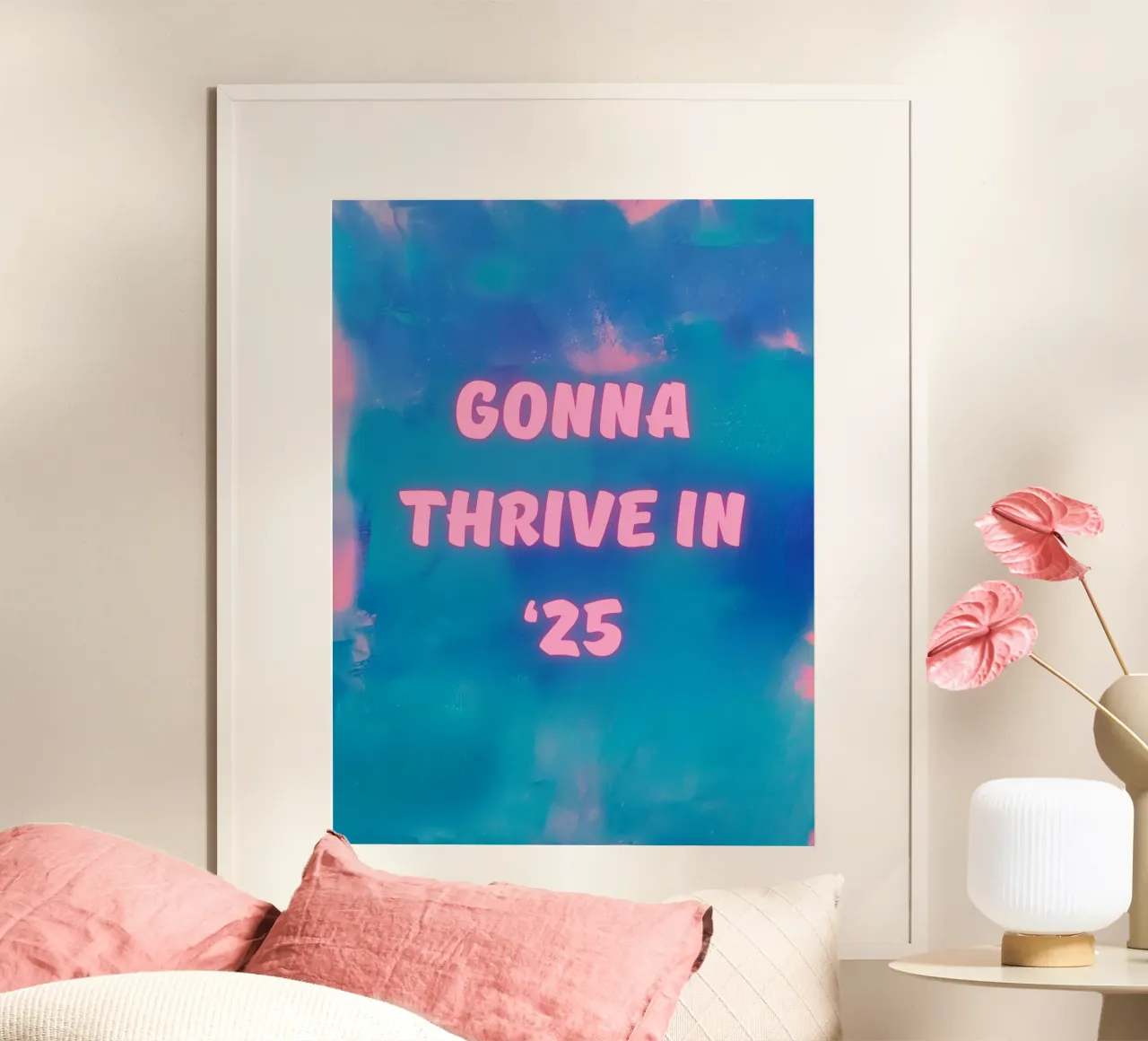 "Stampa astratta colorata "Gonna Thrive in '25 poster con telaio in legno da FABOArt