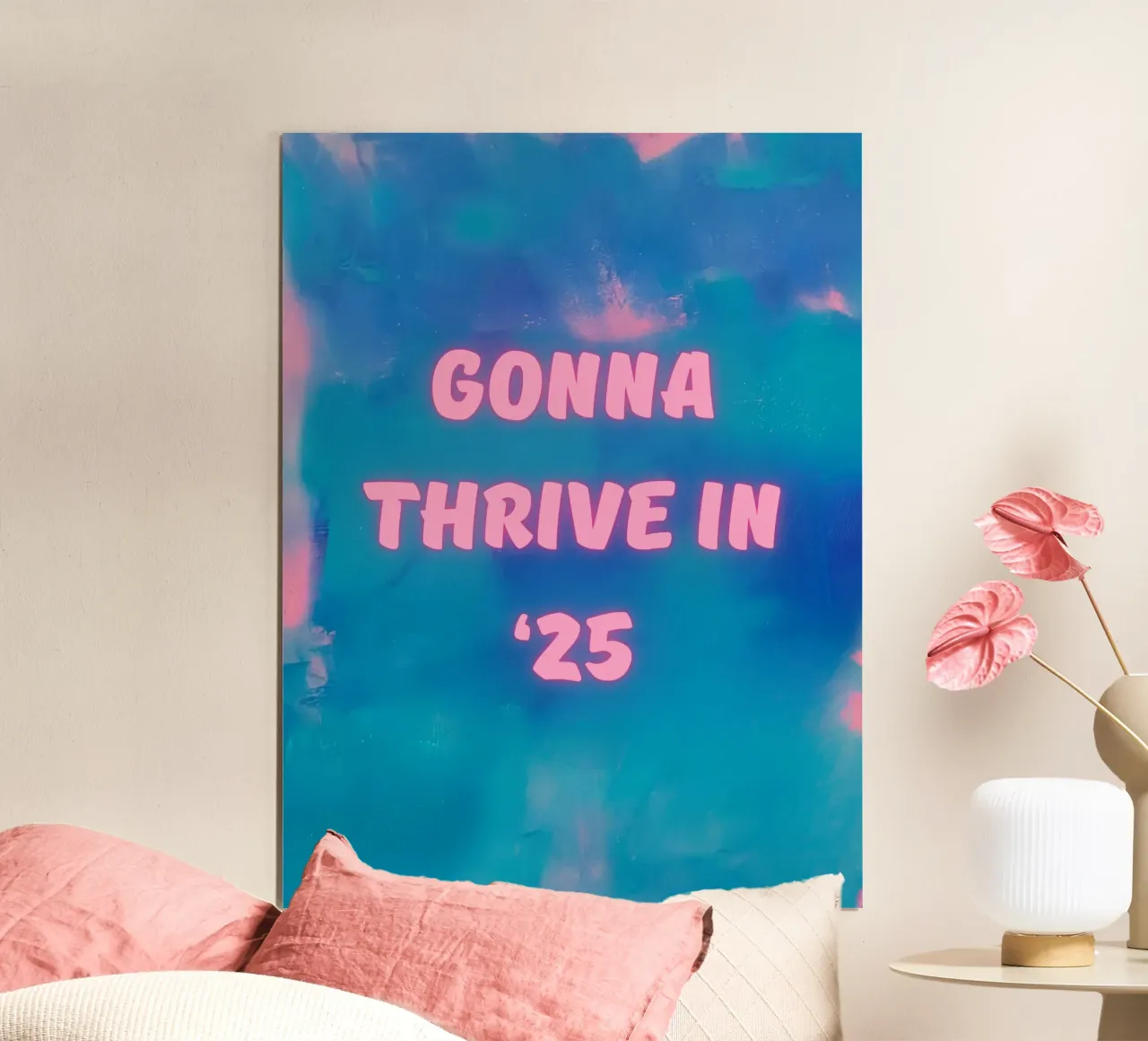 "Stampa astratta colorata "Gonna Thrive in '25 poster con telaio in legno da FABOArt