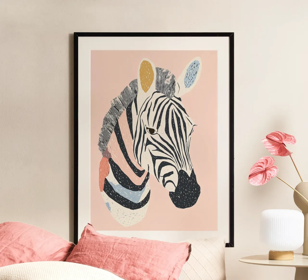 Stampa Zebra per la cameretta dei bambini, stampa animale divertente poster con telaio in plastica da Little Lola