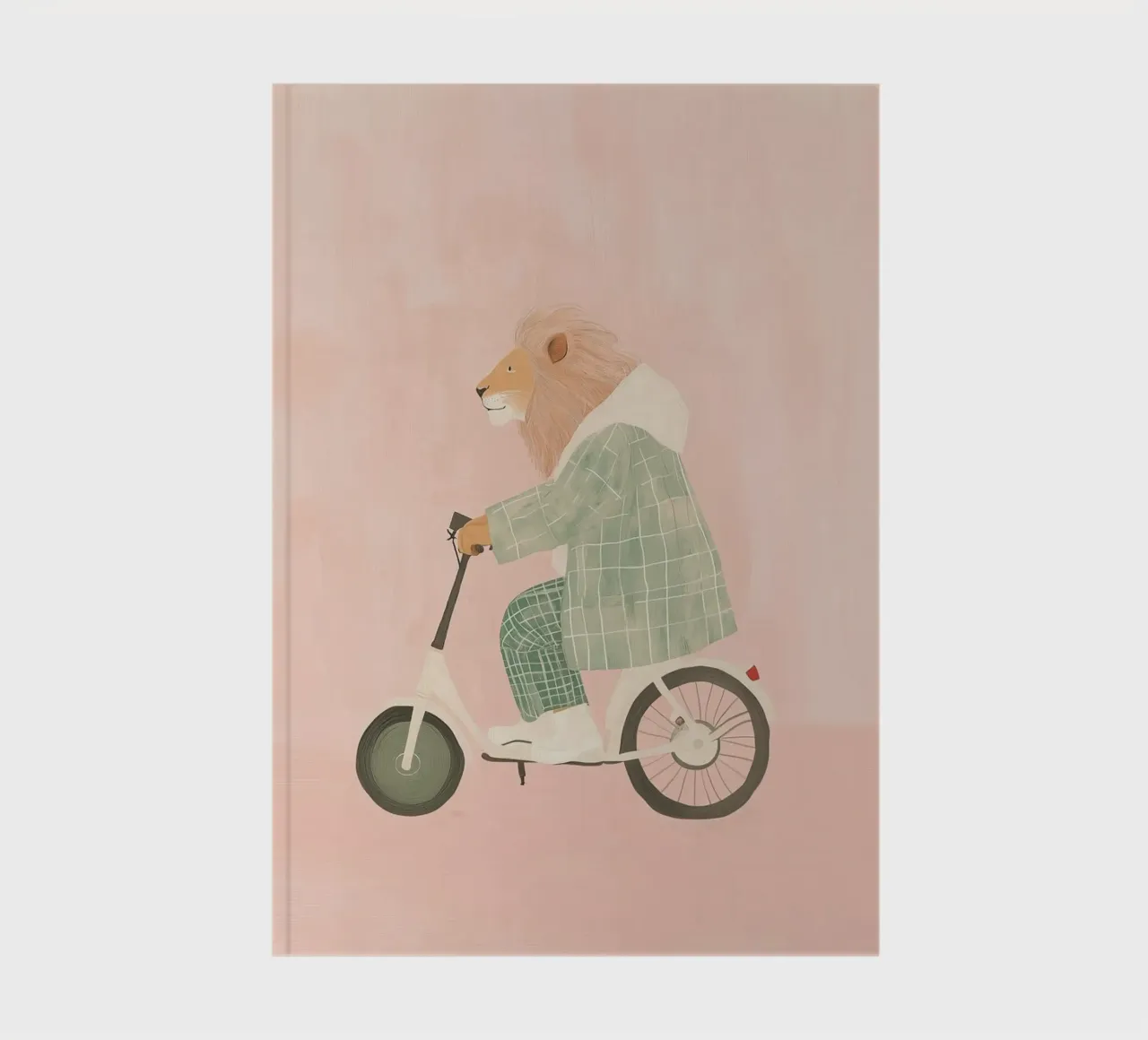 Lion Cycling, Cute Kids Print for Nursery, Funny Lion Print notebook by Little Lola