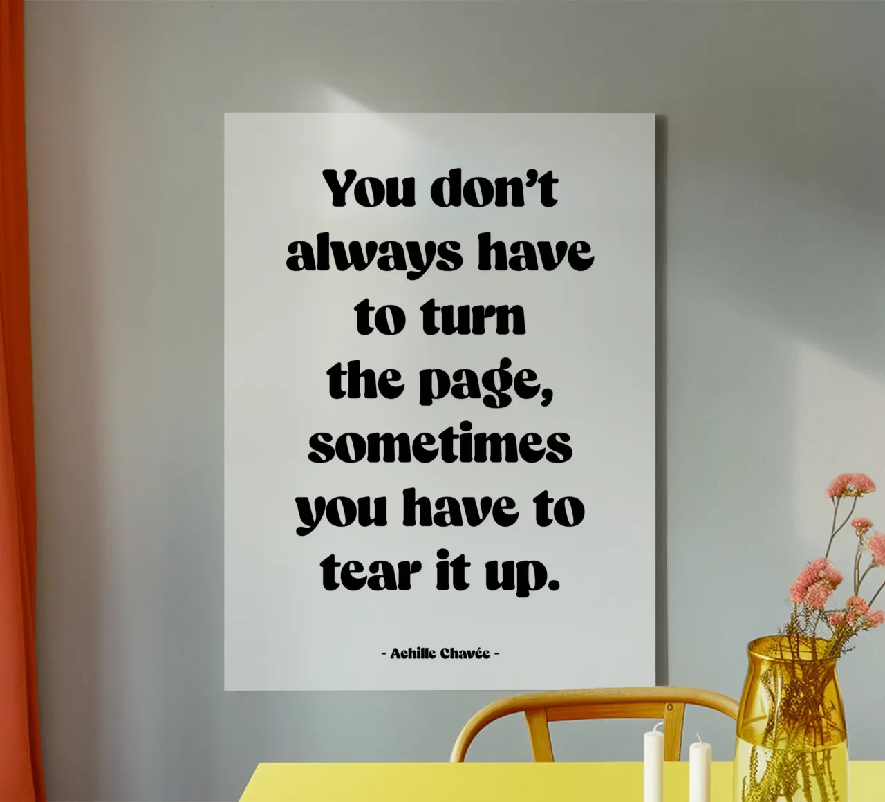Citation "You don't always have to turn the page" canvas with Floater frame by Wall of Words