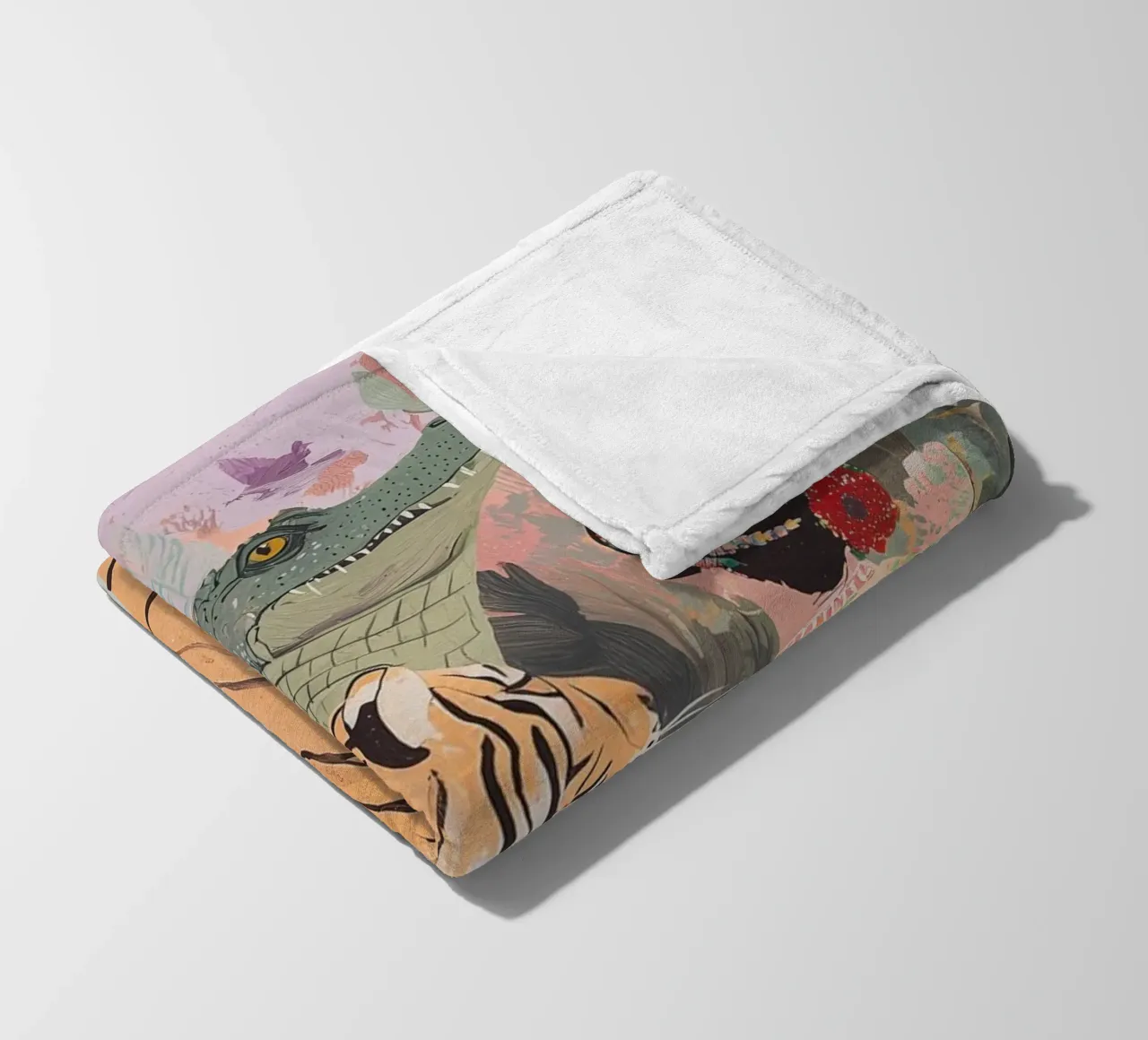 Eclectic Animal Poster, Whimsical Pastel Art fleece blanket by ArtHaus
