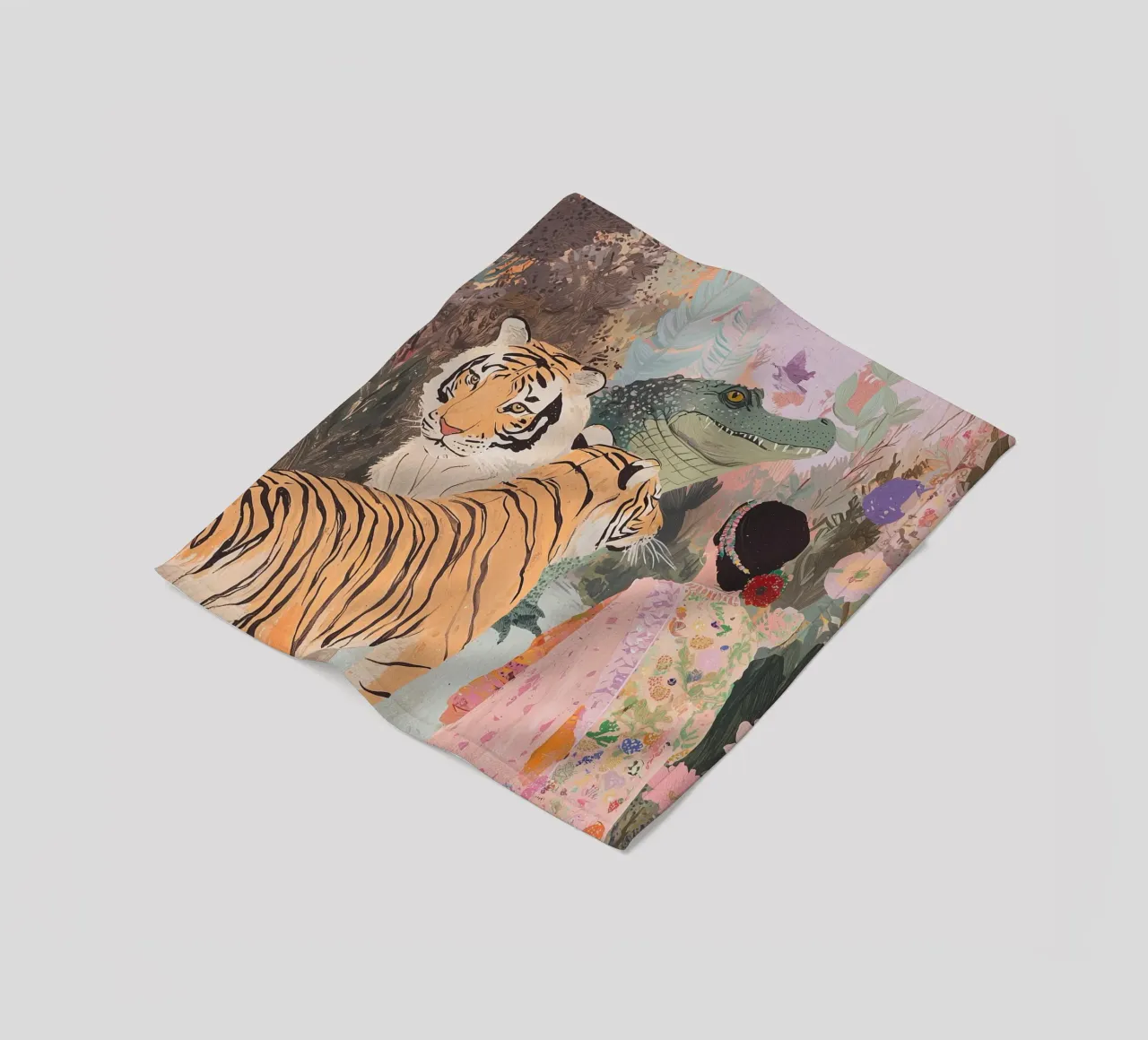 Eclectic Animal Poster, Whimsical Pastel Art fleece blanket by ArtHaus