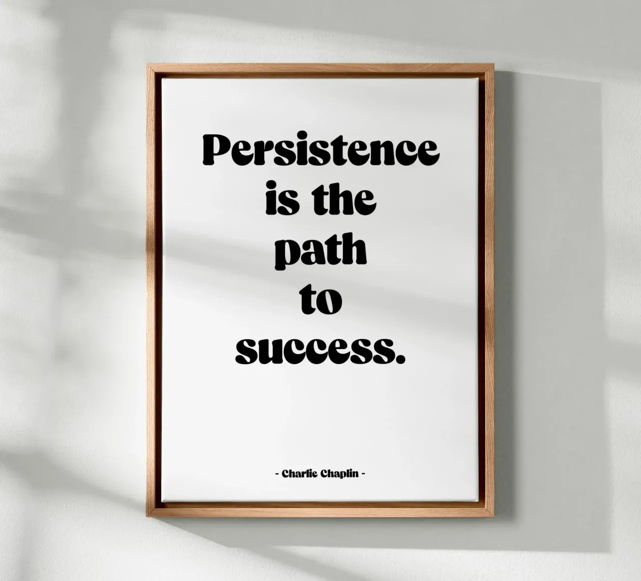Citation "Persistence is the path to success" canvas with Floater frame by Wall of Words