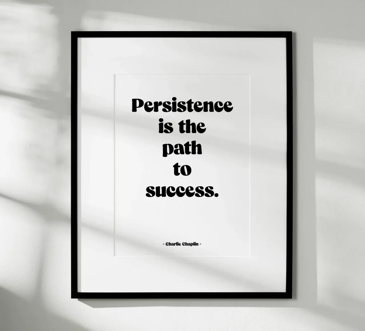 Citation "Persistence is the path to success" poster with wooden frame by Wall of Words