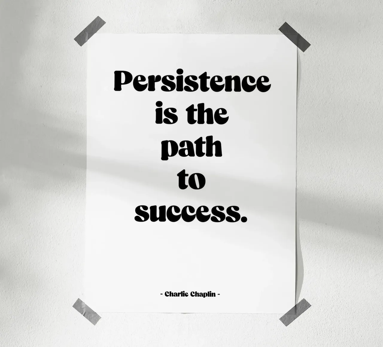 Citation "Persistence is the path to success" poster with wooden frame by Wall of Words