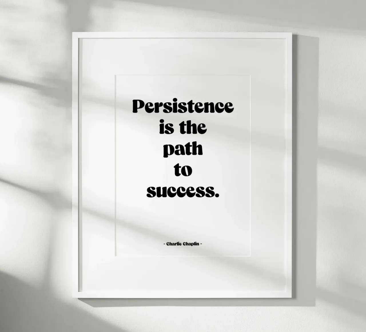 Citation "Persistence is the path to success" poster with wooden frame by Wall of Words