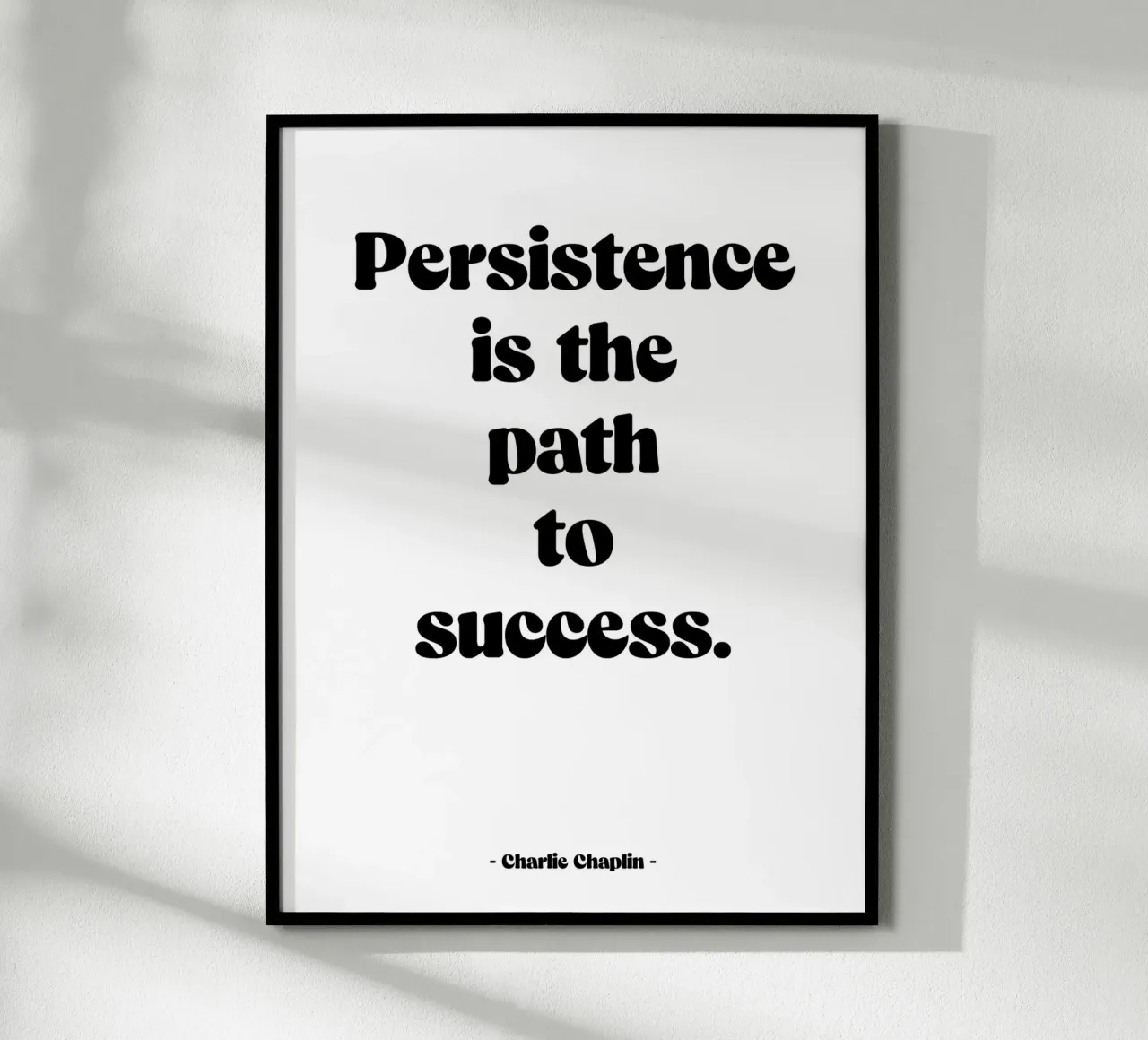 Citation "Persistence is the path to success" poster with wooden frame by Wall of Words