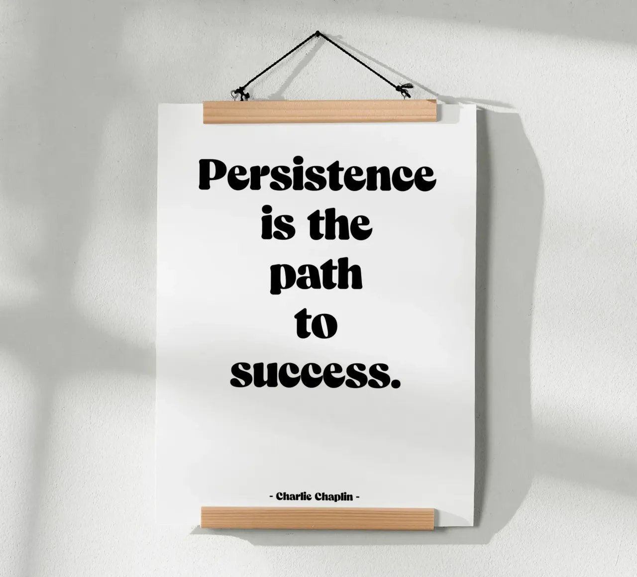 Citation "Persistence is the path to success" poster with wooden frame by Wall of Words