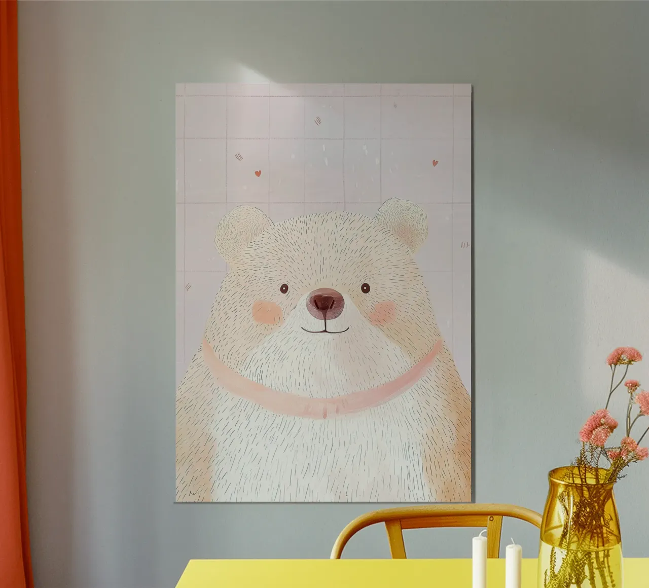 Stampa di un simpatico orso per la cameretta, arte da parete per bambini, stampa di un animale poster con telaio in plastica da Little Lola