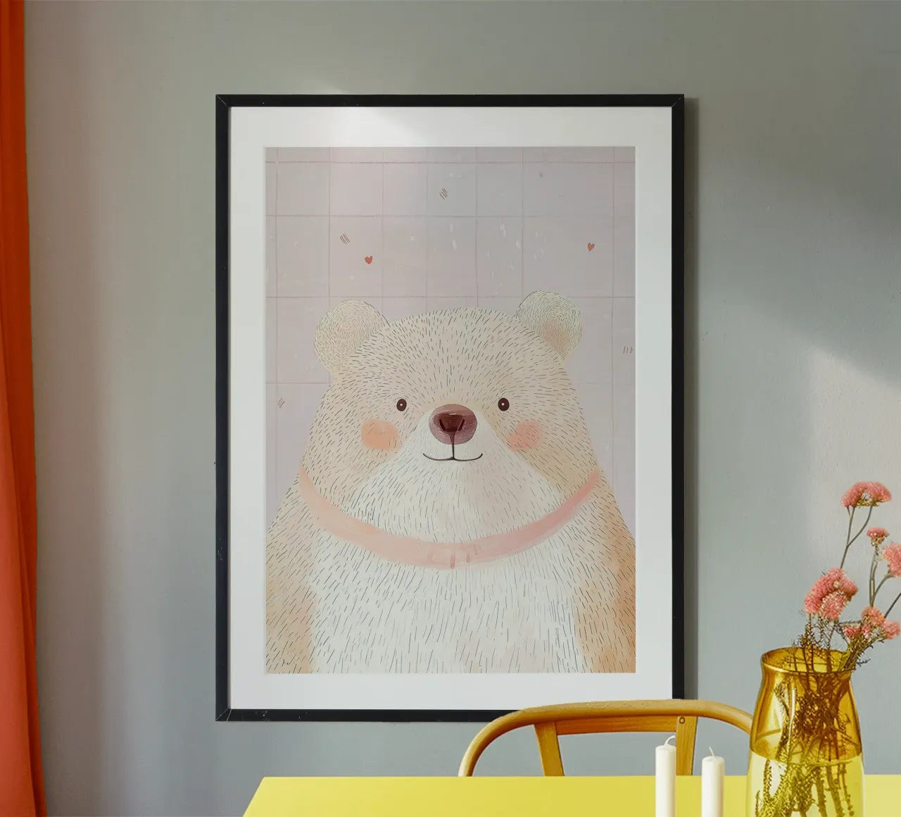 Stampa di un simpatico orso per la cameretta, arte da parete per bambini, stampa di un animale poster con telaio in plastica da Little Lola