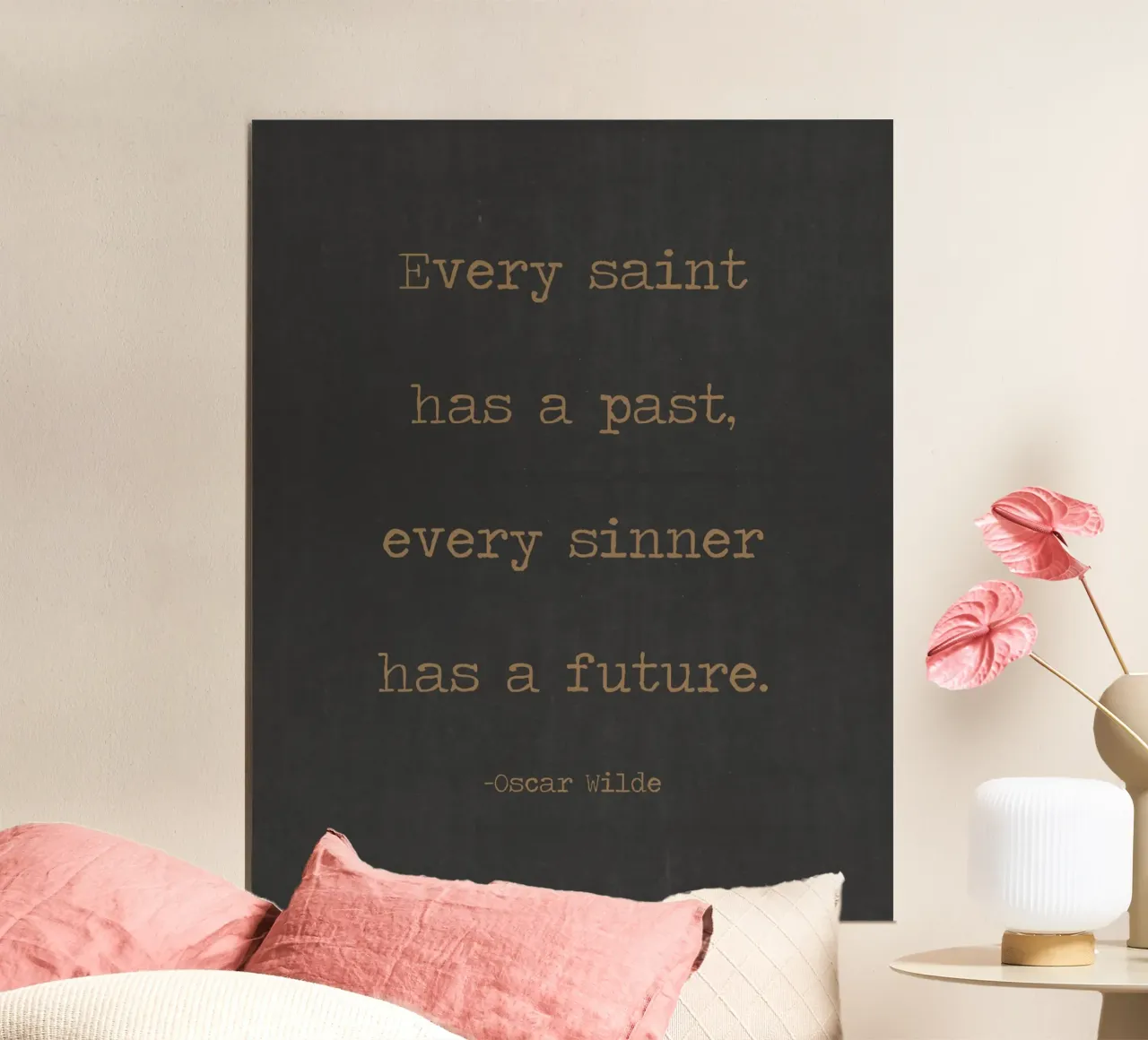 Ogni santo ha un passato Ogni peccatore ha un futuro Oscar Wilde poster con telaio in alluminio da Summer Soul Co. - Quotes