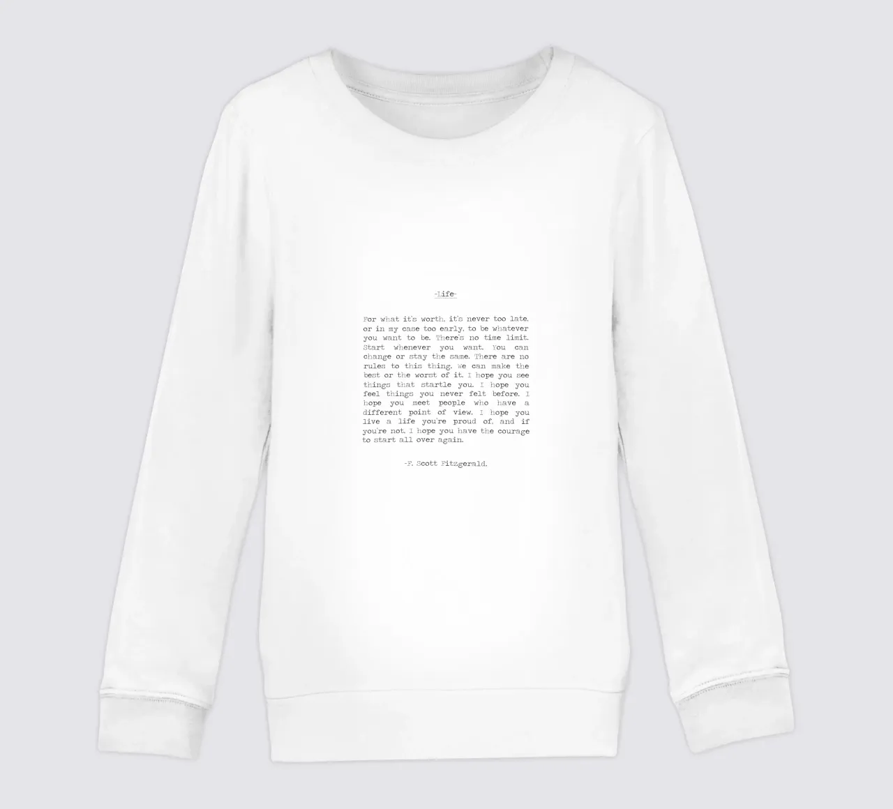 Por si sirve de algo Cita de la vida F. Scott Fitzgerald Cita sudadera para niño de Summer Soul Co. - Quotes