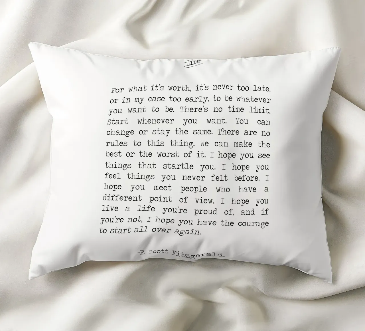 For What It's Worth Life Quote F. Scott Fitzgerald Quote decorative cushion by Summer Soul Co. - Quotes