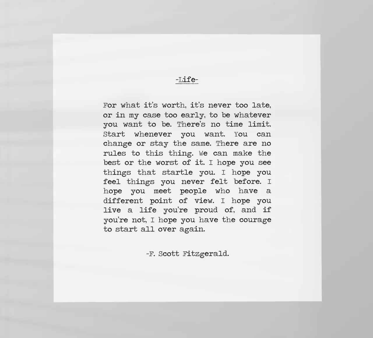 Für was es wert ist Leben Zitat F. Scott Fitzgerald Zitat Backlit Folie von Summer Soul Co. - Quotes