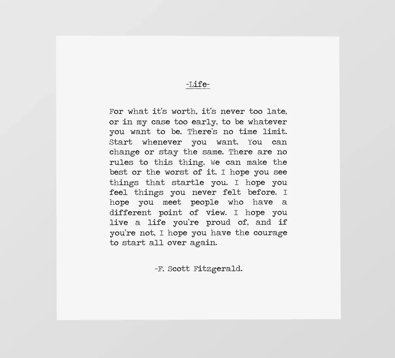 Für was es wert ist Leben Zitat F. Scott Fitzgerald Zitat Backlit Folie von Summer Soul Co. - Quotes