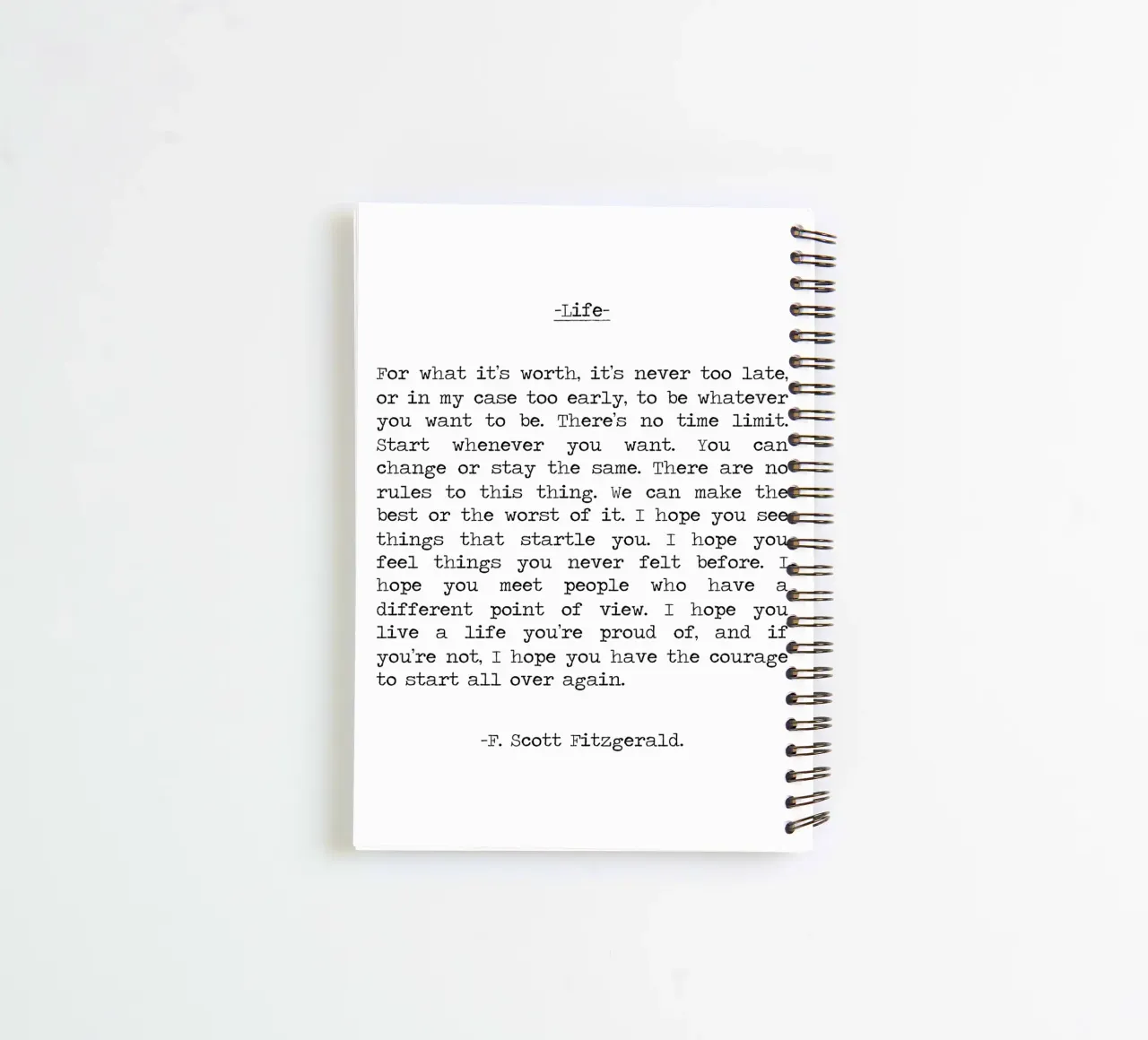 For What It's Worth Life Quote F. Scott Fitzgerald Quote spiral notebook by Summer Soul Co. - Quotes