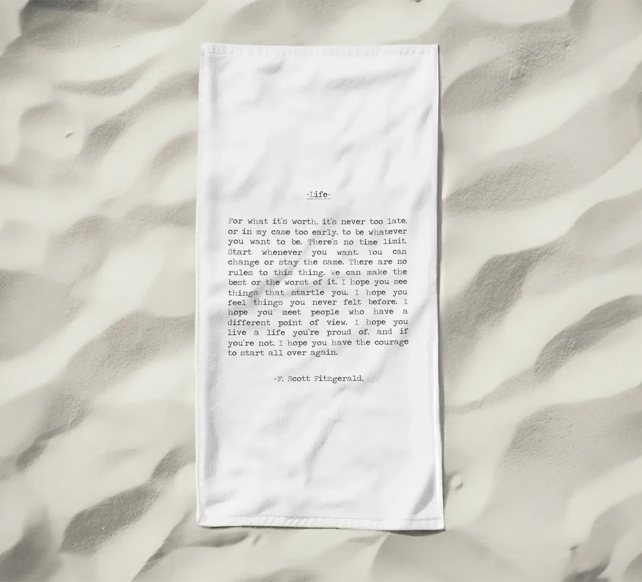 Por si sirve de algo Cita de la vida F. Scott Fitzgerald Cita toalla de playa de Summer Soul Co. - Quotes