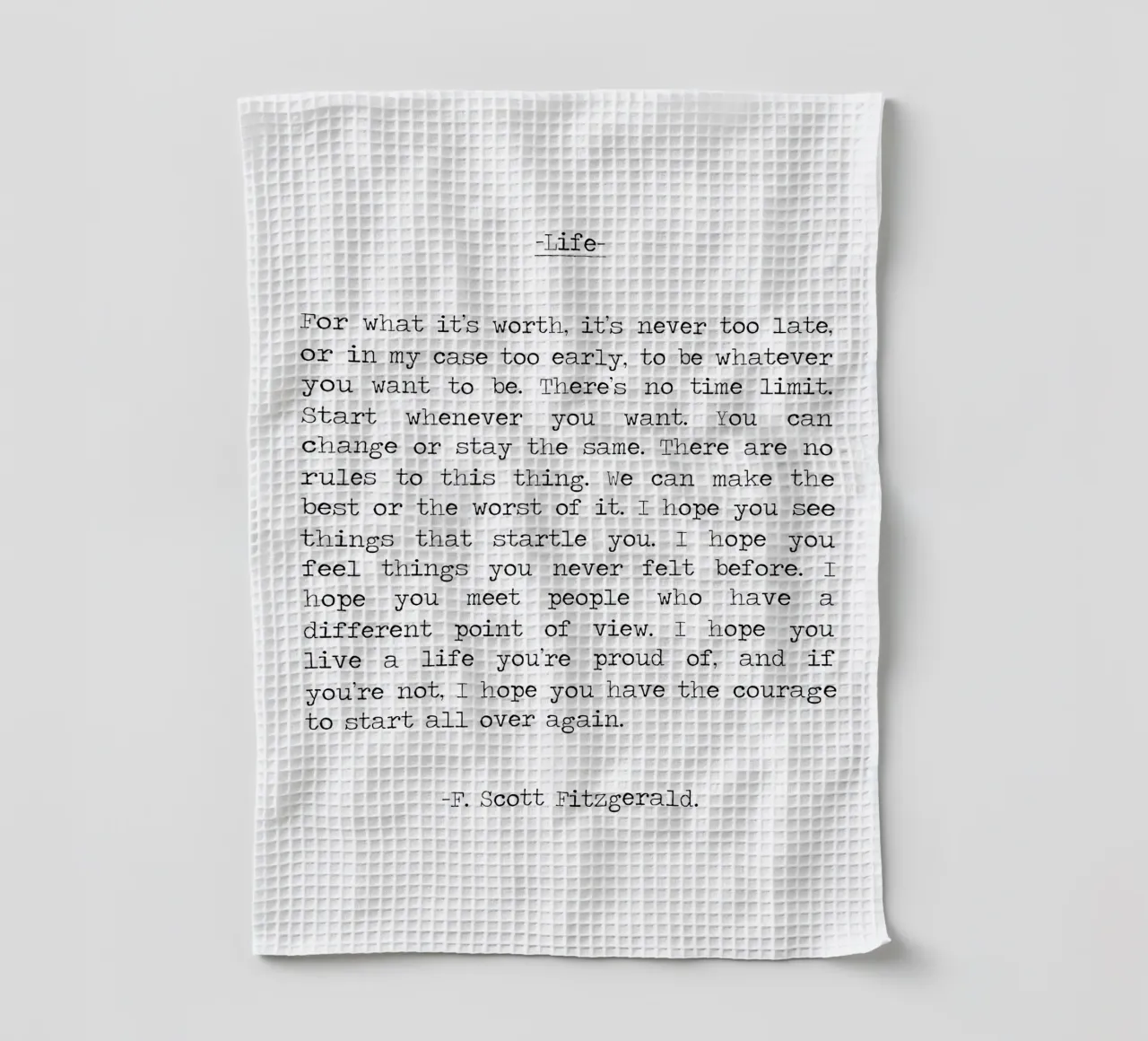Por si sirve de algo Cita de la vida F. Scott Fitzgerald Cita paño de cocina de Summer Soul Co. - Quotes