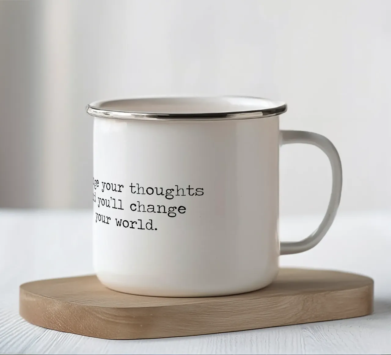 Cambiate i vostri pensieri e cambierete il vostro mondo Be Mindful tazza in smalto da Summer Soul Co. - Quotes
