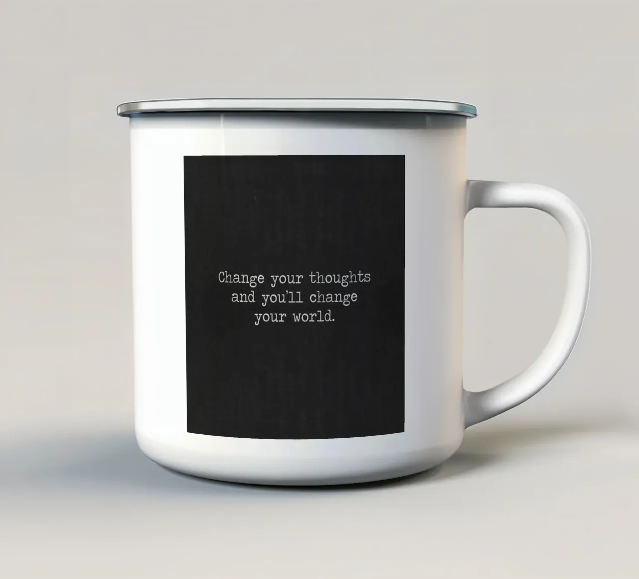 Changez vos pensées et vous changerez votre monde Soyez attentif mug en émail de Summer Soul Co. - Quotes