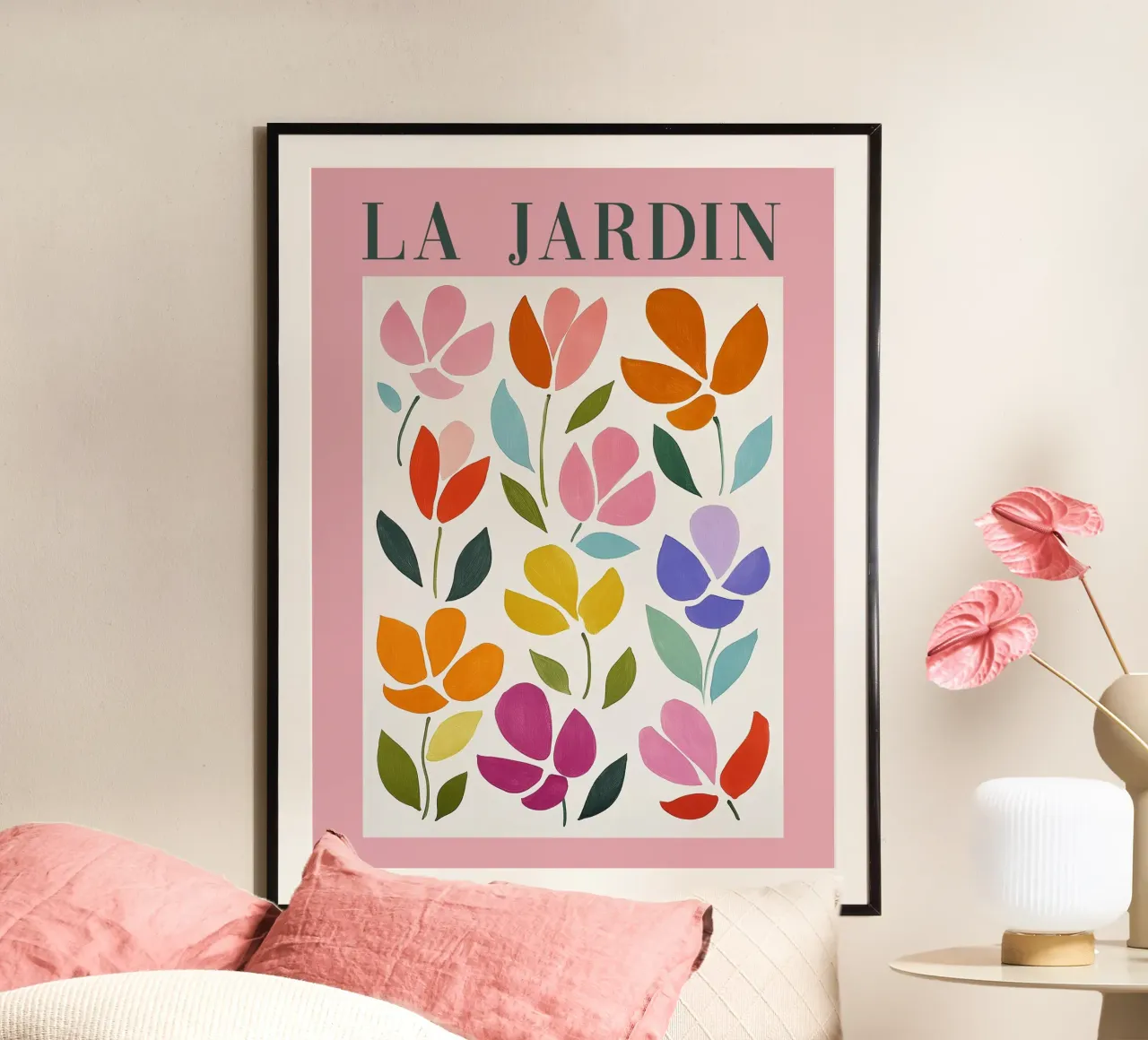 "Fiori estivi "La Jardin poster con telaio in legno da Carinaprint
