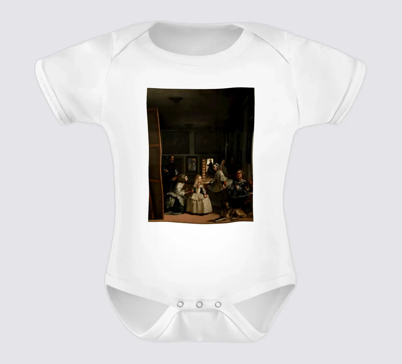 Diego Velázquez - Las Meninas (Le damigelle d'onore) body neonato maniche corte da Timeless Artworks