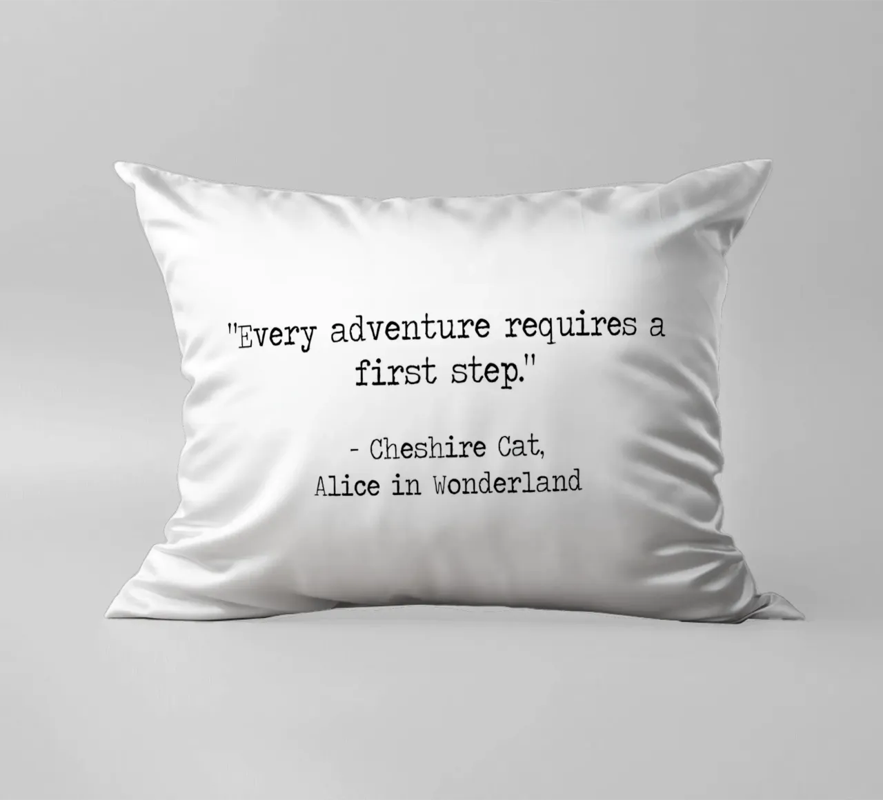 "Every Adventure Requires a First Step" Alice In Wonderland decorative cushion by Summer Soul Co. - Quotes