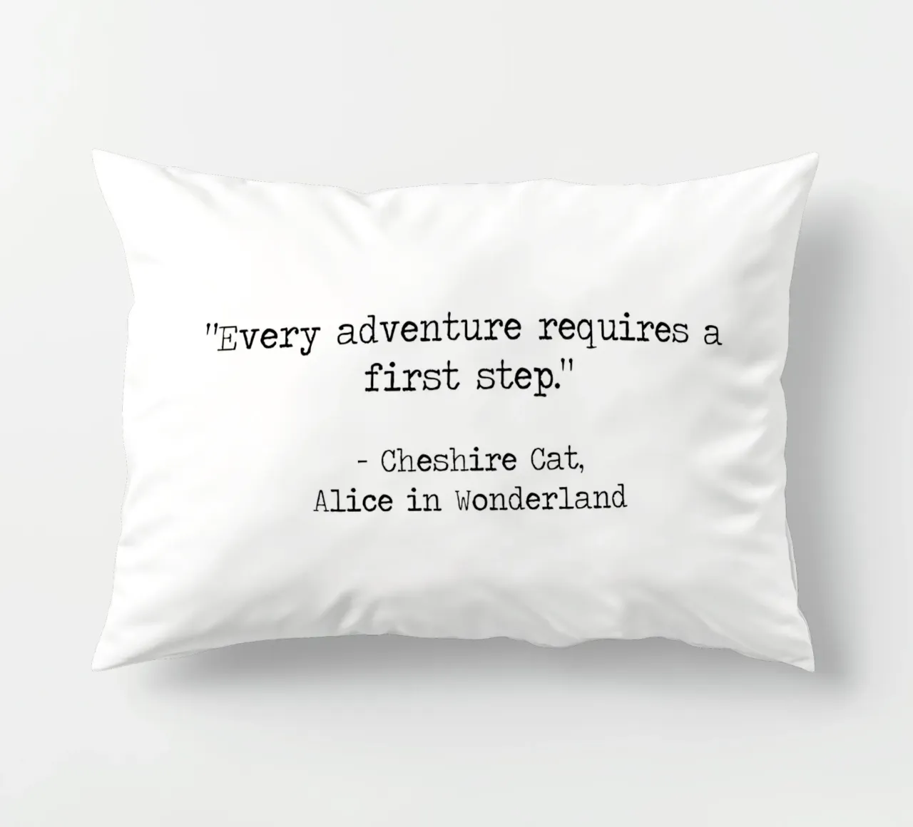 "Every Adventure Requires a First Step" Alice In Wonderland decorative cushion by Summer Soul Co. - Quotes