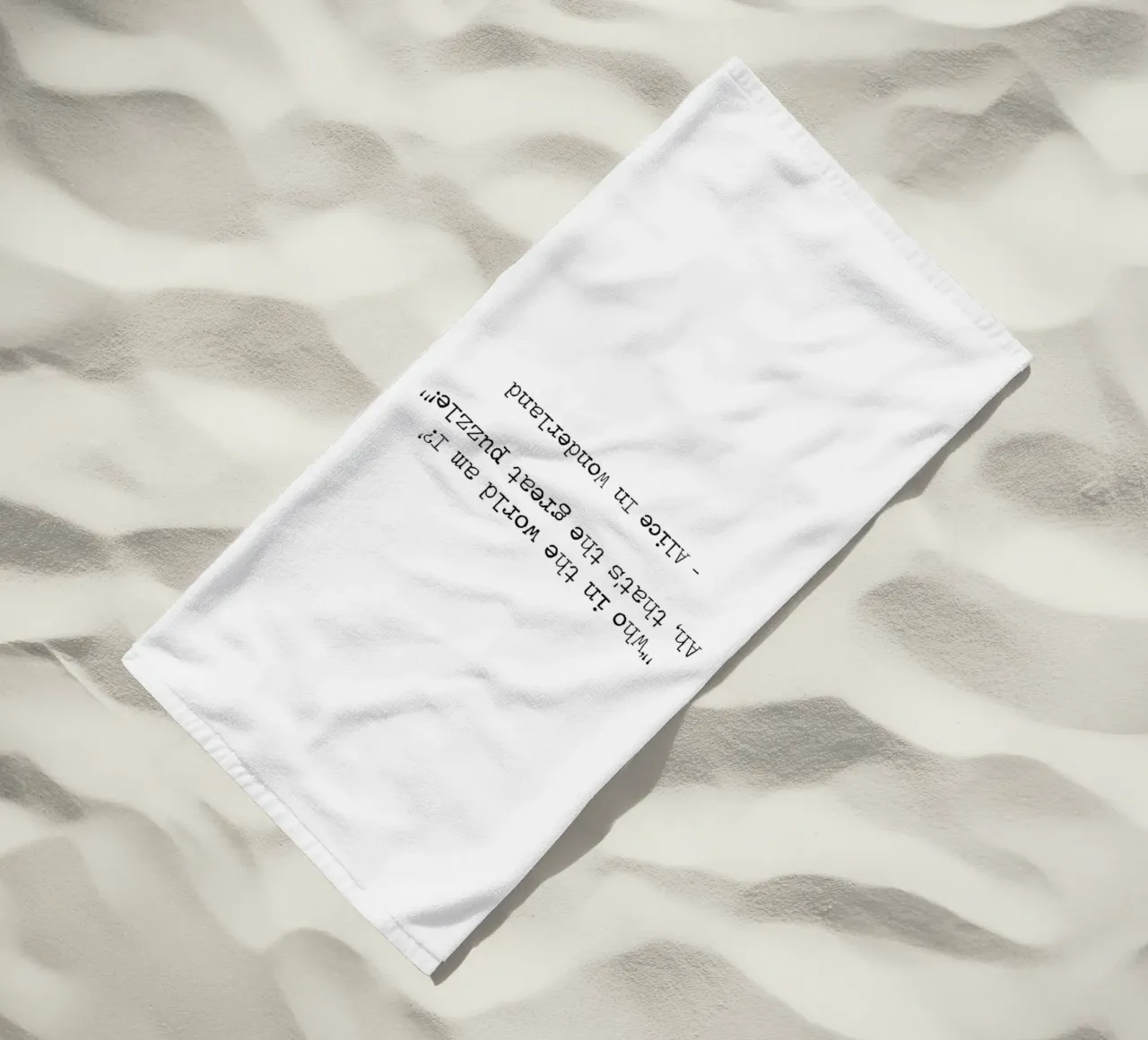 Who in the world am I? The great puzzle -Alice In Wonderland beach towel by Summer Soul Co. - Quotes