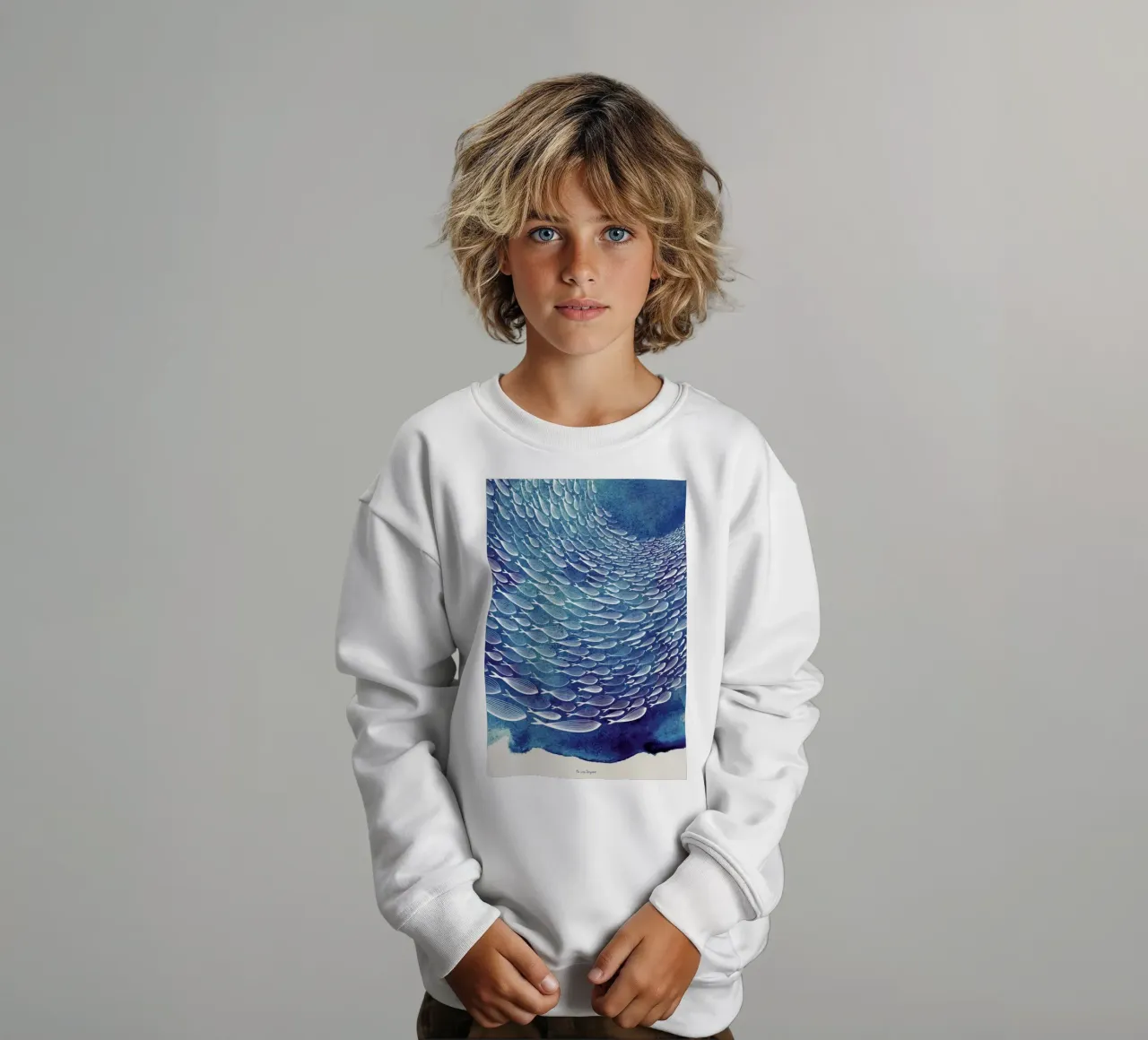 Fish Shoal kids sweatshirt by Mie Frey Damgaard