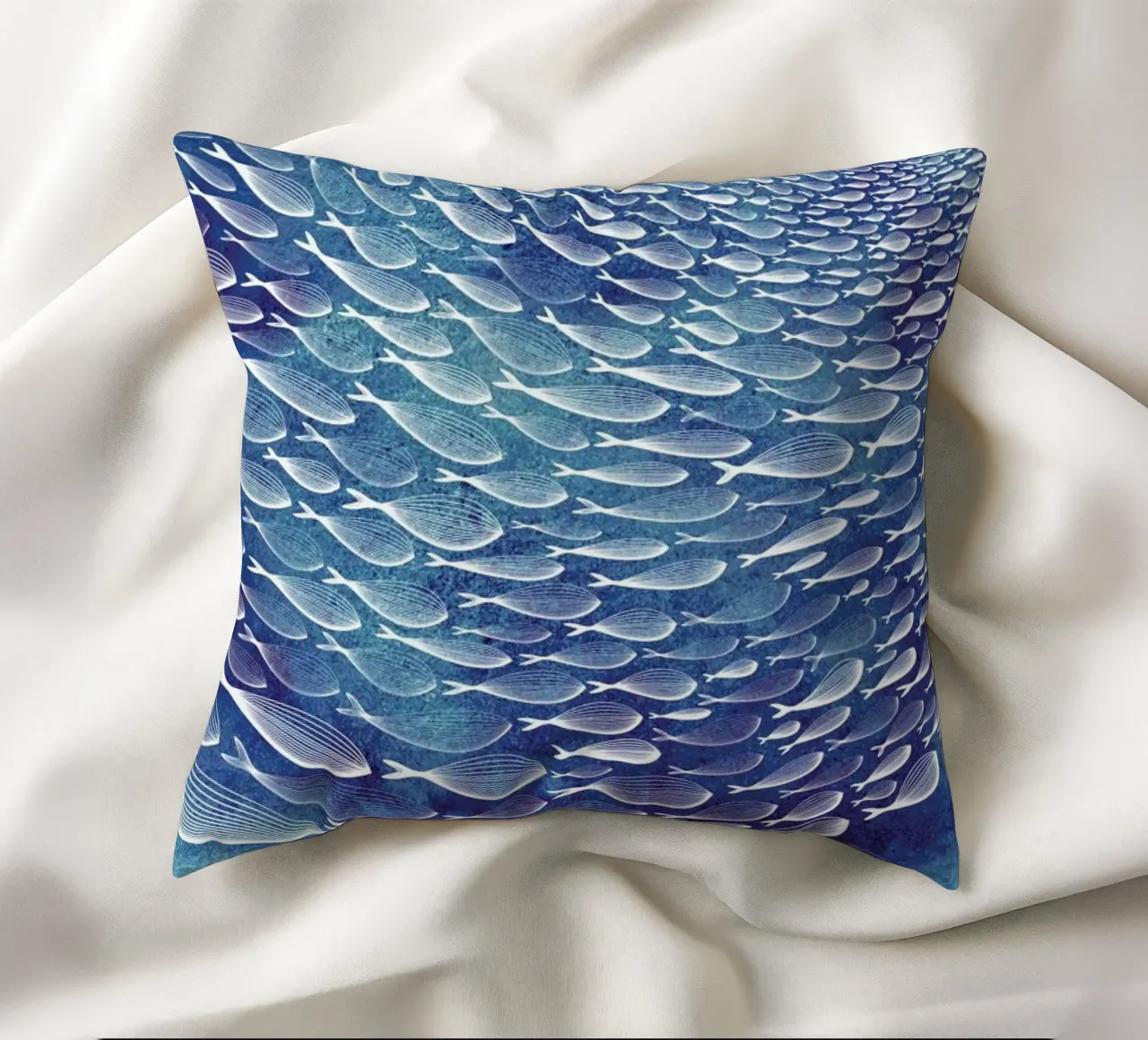 Fish Shoal decorative cushion by Mie Frey Damgaard