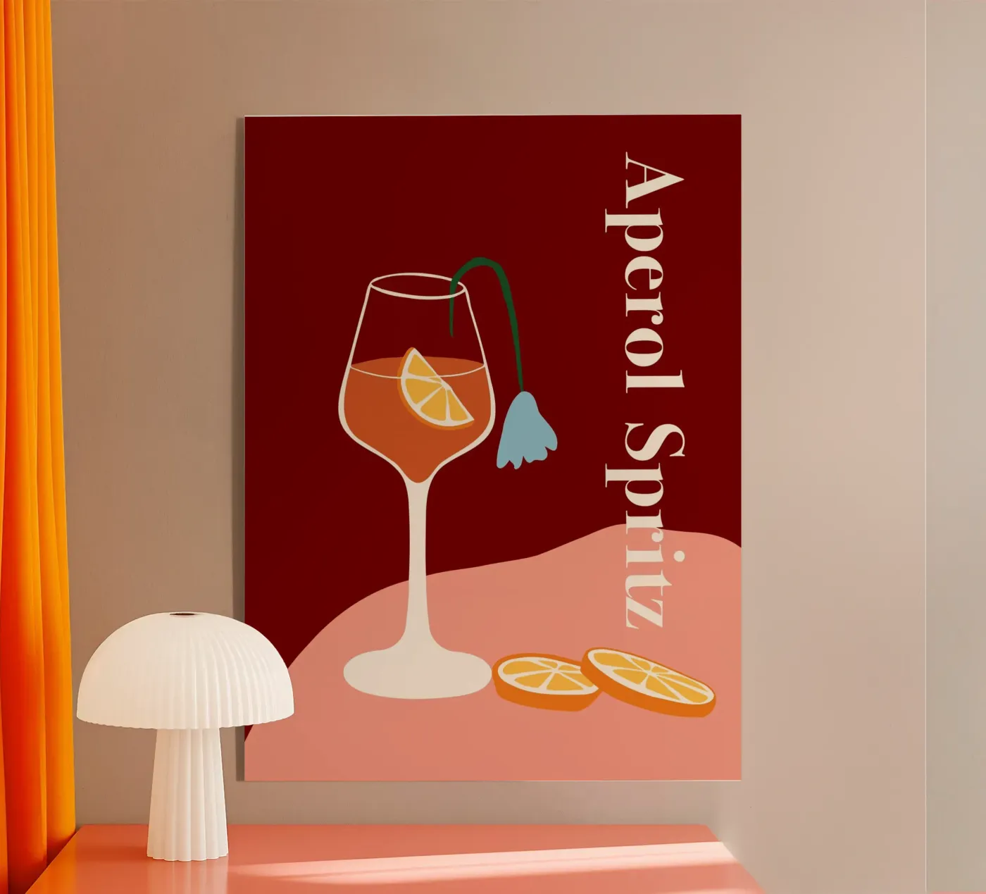 Aperol spritz acrylic glass by Miho Art Studio