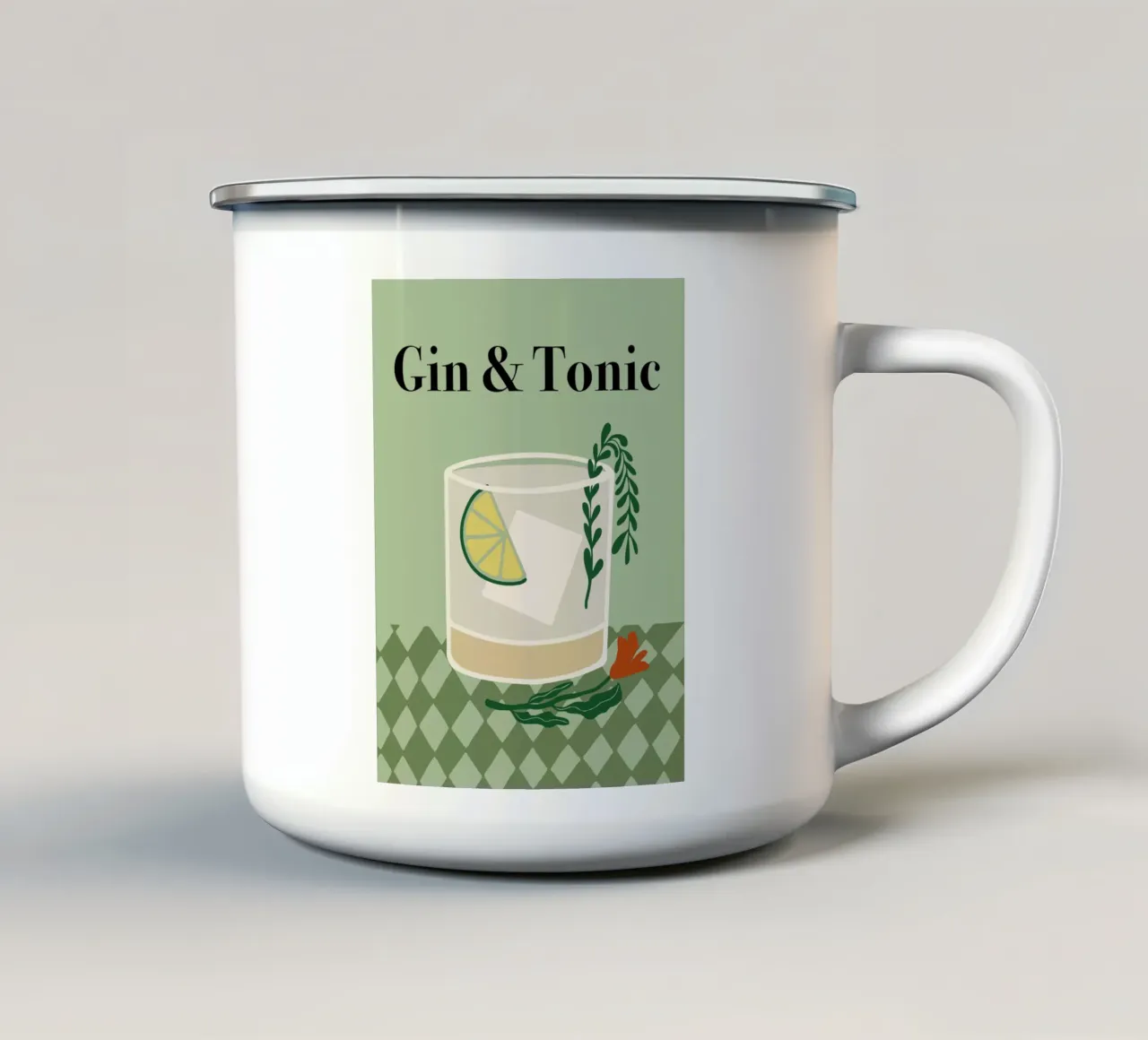 Gin & Tonic tazza in smalto da Miho Art Studio