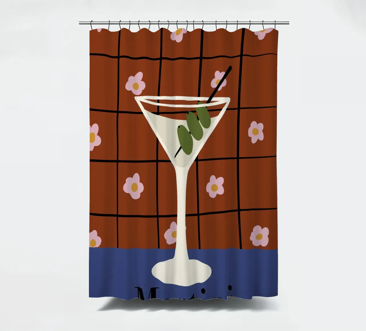 Martini shower curtain by Miho Art Studio