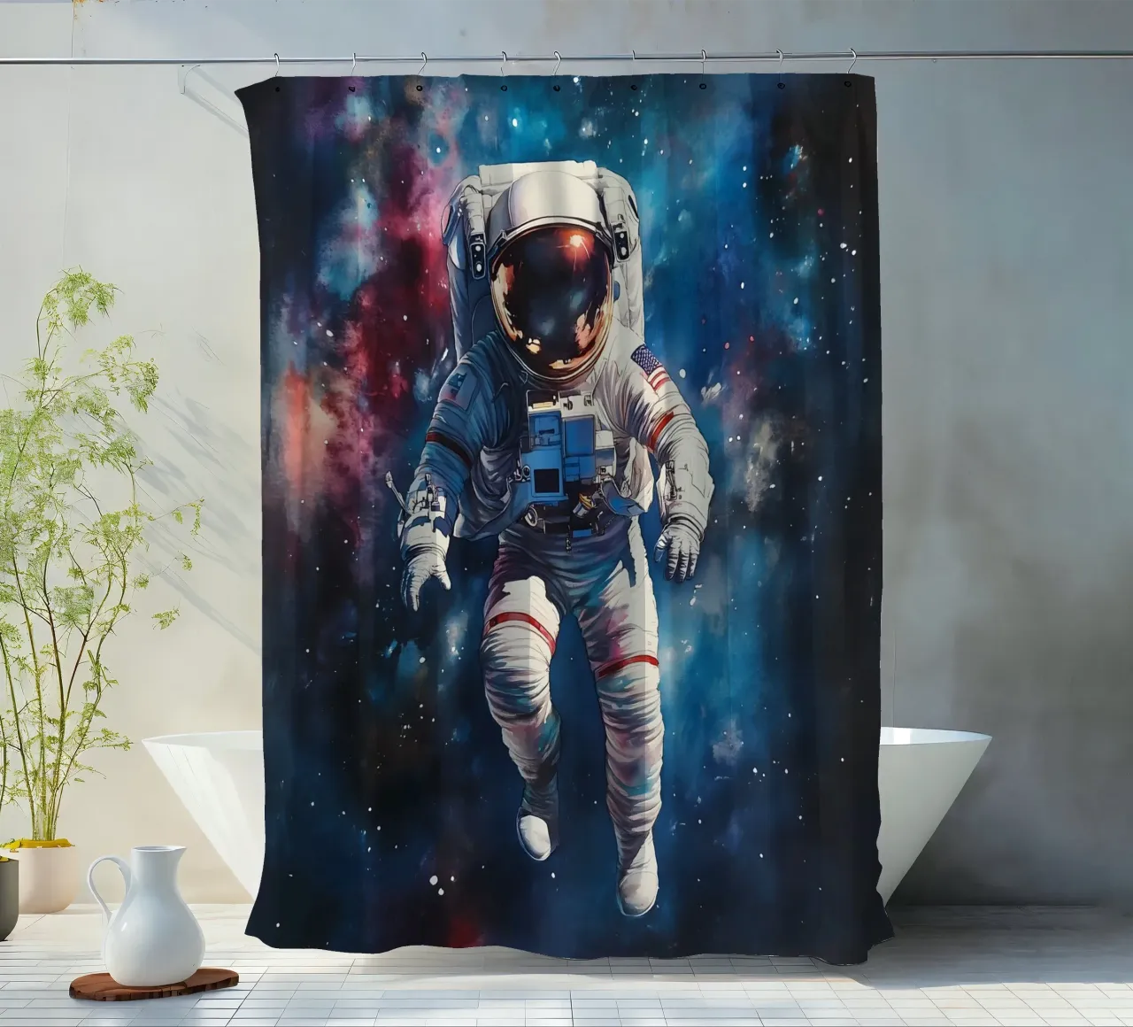 Aquarell-Astronaut Duschvorhang von Schön