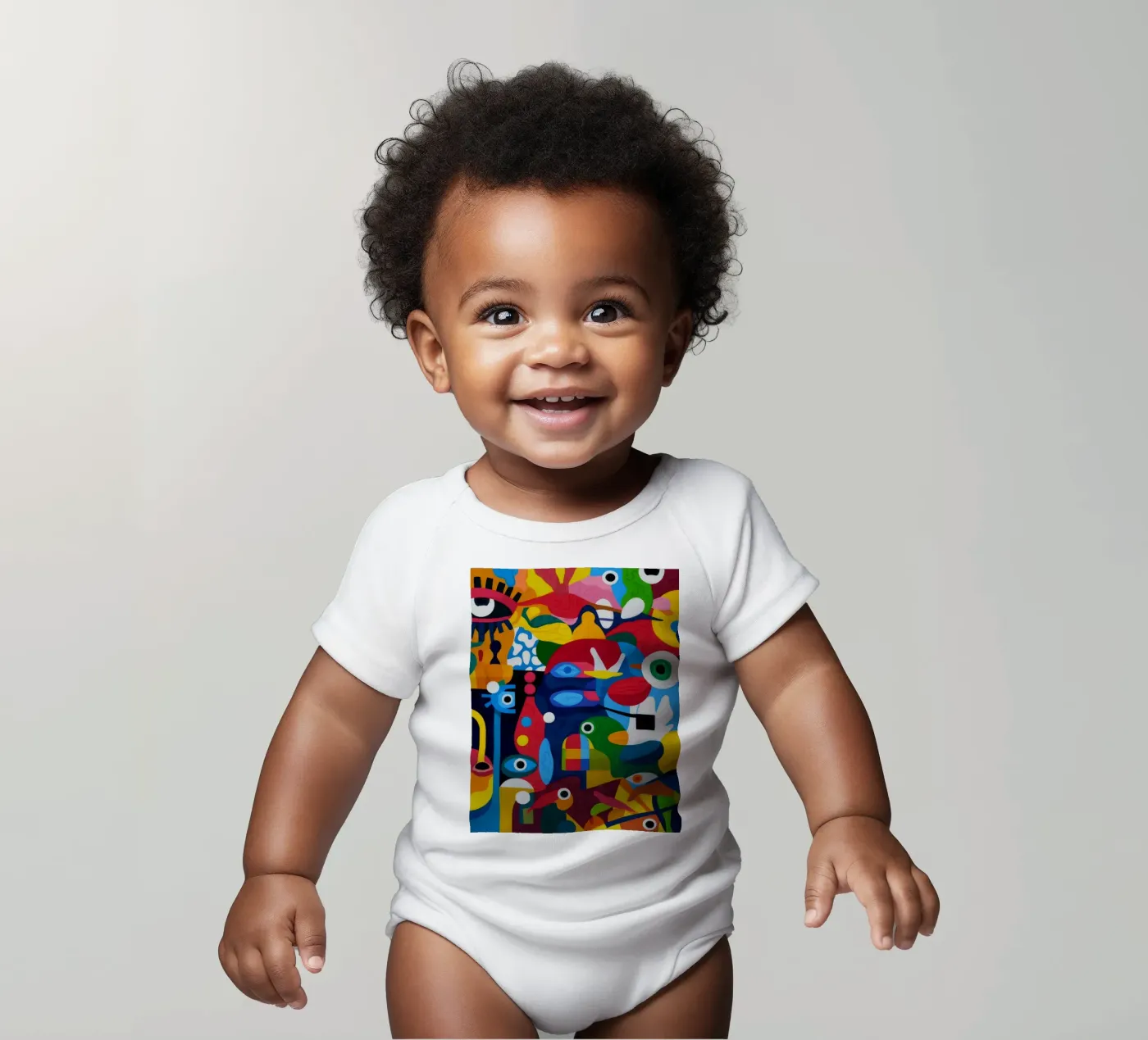 Geometric Harmony short-sleeve baby romper by Monarco Virtuoso