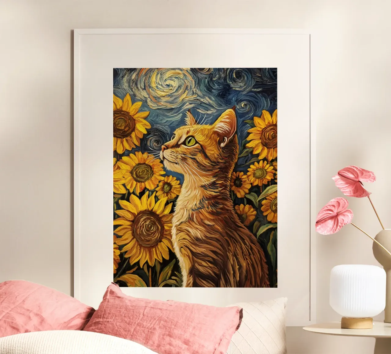 Van Goghs Katze Poster mit Aluminium Rahmen von Schön