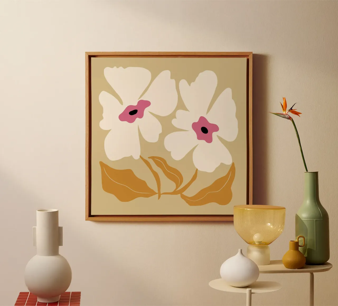 Grootbloeiend VII canvas met Baklijst van Miho Art Studio