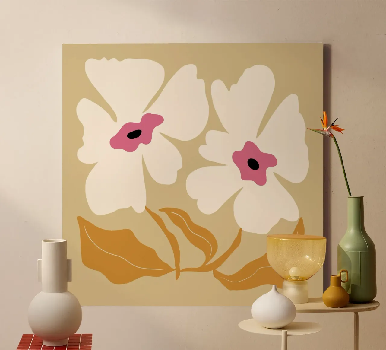 Grootbloeiend VII canvas met Baklijst van Miho Art Studio