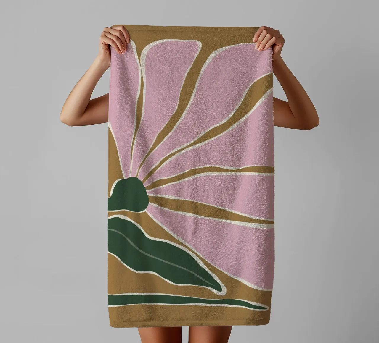 Grootbloemig V badhanddoek van Miho Art Studio
