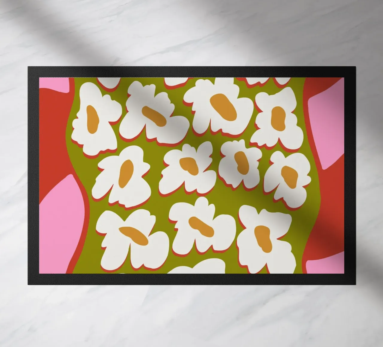 70's retro Bloom felpudo de Miho Art Studio